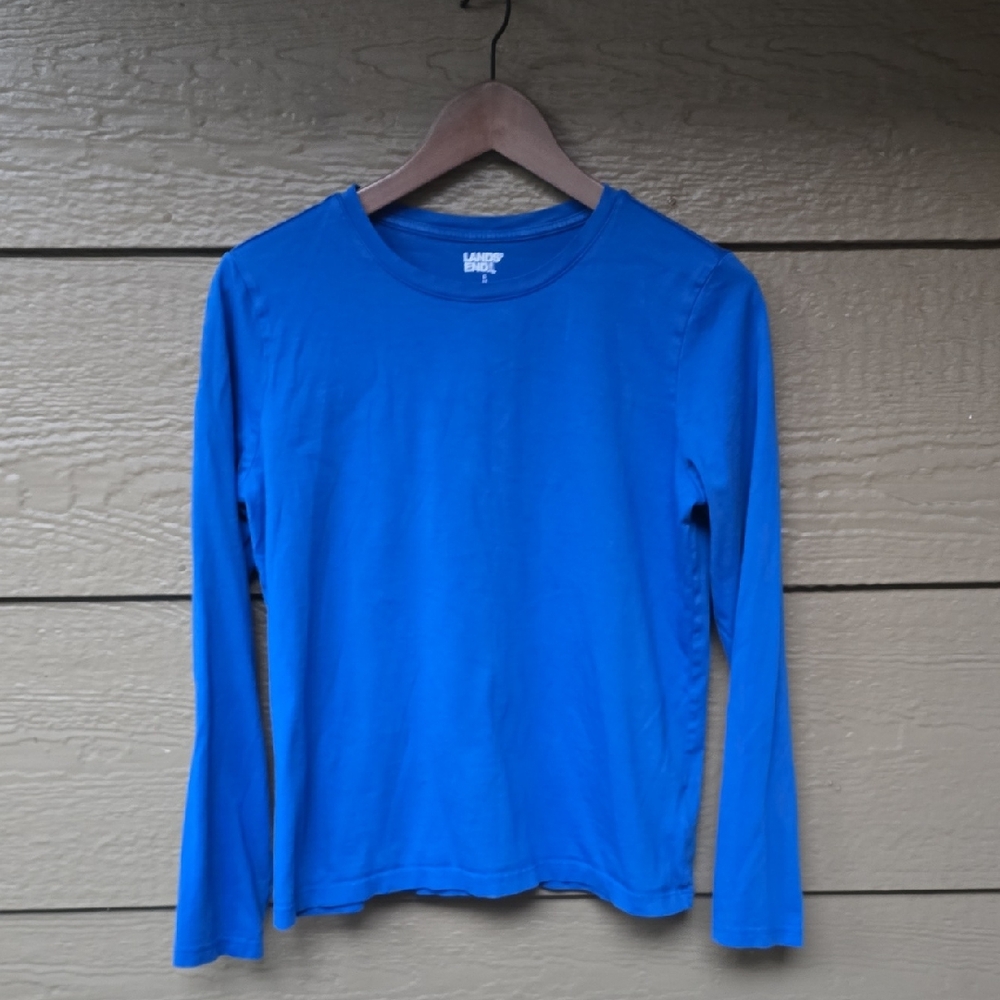 Lands' End Soft cotton Blue Cropped Long Sleeve T-shirt Small 6/8